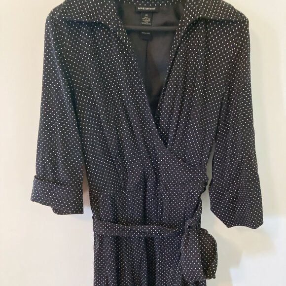 Lane Bryant Wrap Around Dress Size 22 Black White Polka Dot Flattering V Neck - Picture 6 of 8